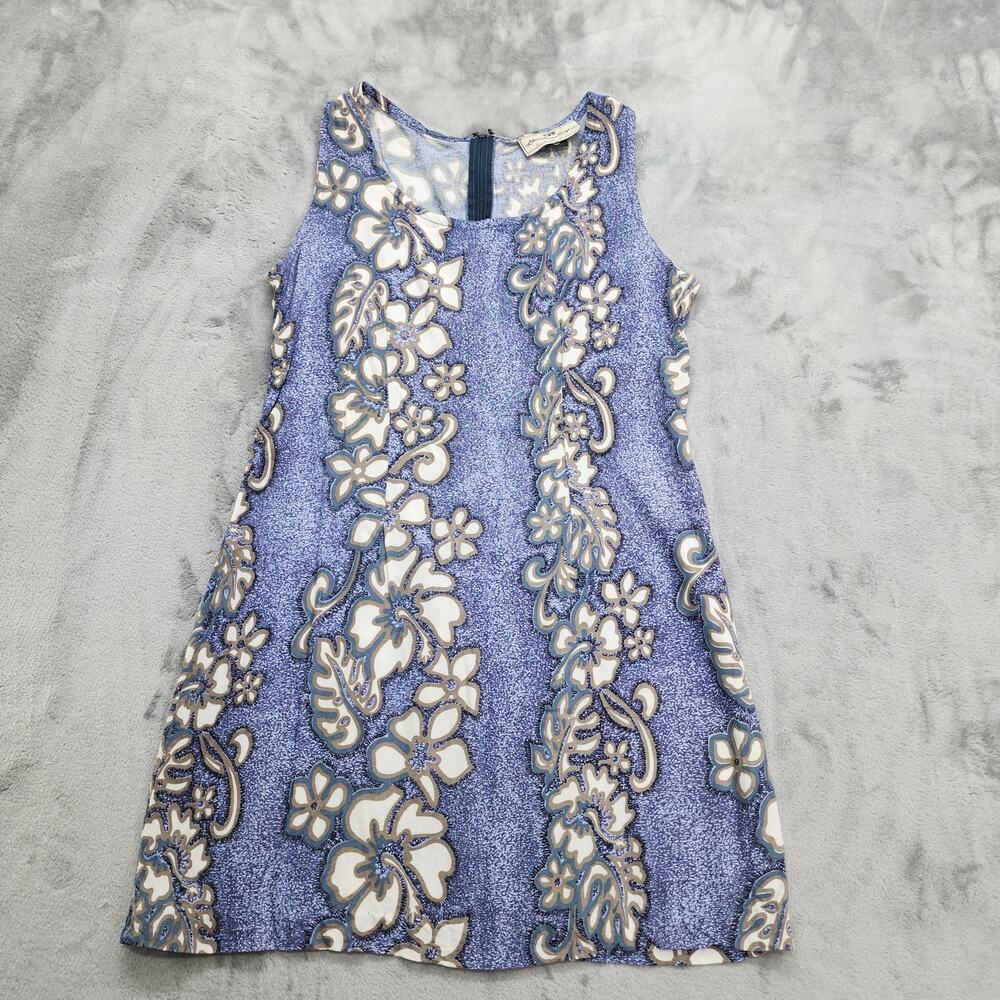 Vintage 90s Honolua Surf Co Dress Womens L Blue Floral Sleeveless A-Line‎ Tank